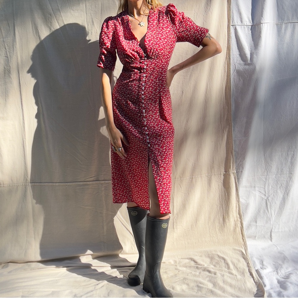 Rouje Red Floral Midi Dress